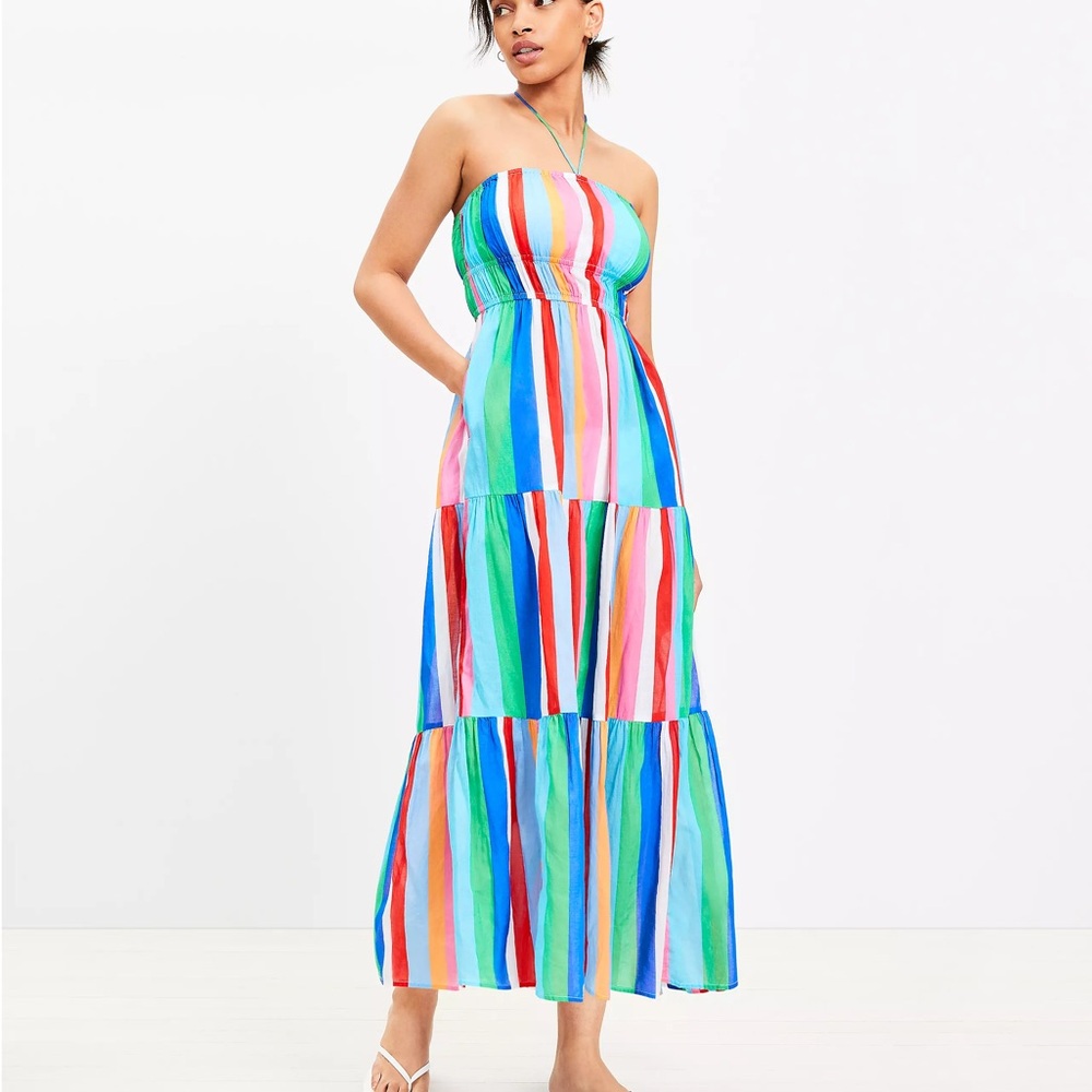 LOFT Beach Halter Maxi Swimsuit Coverup Pocket Dress